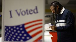 A man votes in the 2024 U.S. presidential election on Election Day, at Pittsburgh Manchester School in Pittsburgh, Pennsylvania, U.S., November 5, 2024. REUTERS/Quinn Glabicki