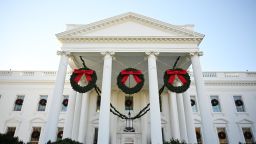 Decorations are seen on the White House during the media preview for the 2023 Holidays at the White House in Washington, DC on November 27, 2023. The theme for the 2023 White House holiday decorations is The "Magic, Wonder, and Joy" of the Holidays. (Photo by Mandel NGAN / AFP) (Photo by MANDEL NGAN/AFP via Getty Images)