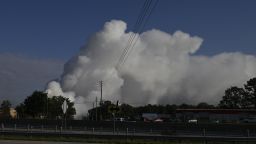 CONYERS, USA - SEPTEMBER 30: A chemical fire in a BioLab sends dangerous sulfur acid clouds in the air, and caused mandatory evacuations in Conyers GA, United States on September 30, 2024 (Photo by Peter Zay/Anadolu via Getty Images)